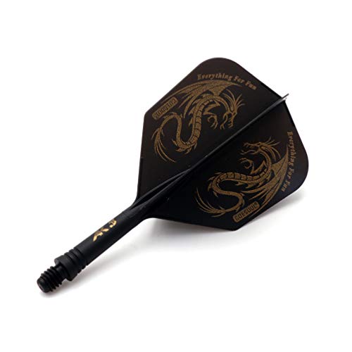 CUESOUL 3 Sets Integrated Dart Shaft and Flights,Dart Shaft Length 21mm/28mm/33mm - color: Shaft Length 21mm+28mm+33mm-Big Wing Shape-Black Dragon