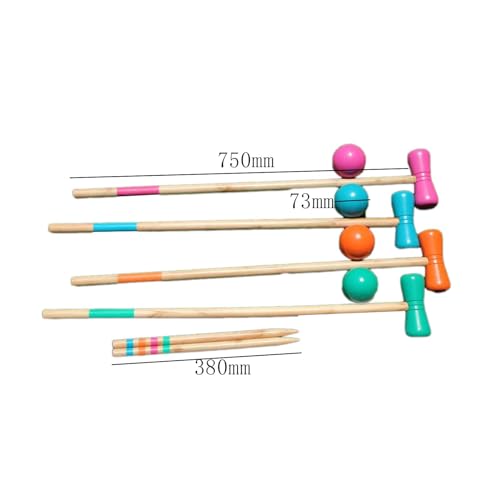 Menolana Lawn Croquet Game Set Sport Outdoor Croquet Set 4 Clubs 6 Doors Toys Four Player Croquet Set for Park Backyard Family Parties