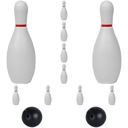 12 Pcs Bowling Set for Preschoolers, 10 Mini Plastic Pins 6.3 in Tall, 2 Balls 2.8 in Diameter, Reusable Indoor Outdoor Bowling Set for Party Games, Family Fun, Enhance Coordination