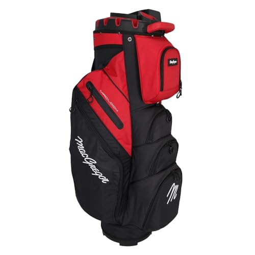 MacGregor MACLOCK Ultimate Divider System Cart Bag with 14 Way Organizer Divider Top and Individual Club Locking Slots - color: Black/Red