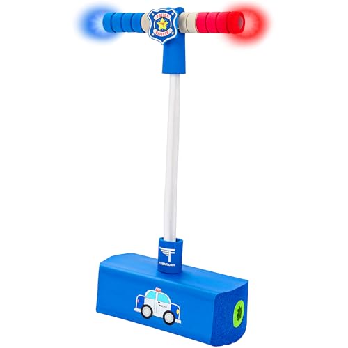 Flybar My First Foam Pogo Jumper for Kids Fun and Safe Pogo Stick for Toddlers, Durable Foam and Bungee Jumper for Ages 3 and up, Supports up to 250lbs (Blue Police) - color: Blue Police