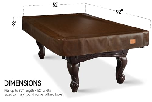 Heavy Duty Leatherette Billiard Pool Table Cover, Waterproof & Tearproof Cover for Pool Table 7/8/9FT 7Feet-Coffee