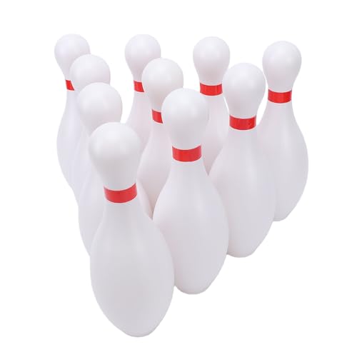 Kids Bowling Set, 10 White Plastic Pins with 2 Lightweight Balls for Indoor Outdoor Family Games