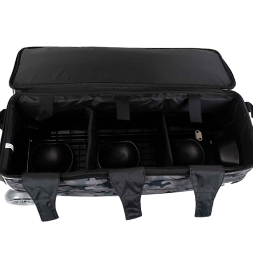 ELITE Basic Triple Roller Black Bowling Bag - 3 Ball Roller, Fits 2 Pairs of Size 15 Shoes, Air Travel-Friendly - color: Grey Camo