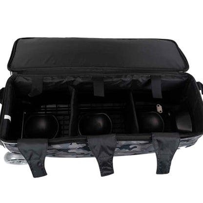 ELITE Basic Triple Roller Black Bowling Bag - 3 Ball Roller, Fits 2 Pairs of Size 15 Shoes, Air Travel-Friendly - color: Grey Camo