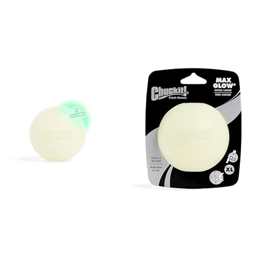 Chuckit! Max Glow Bouncy Ball Bundle - Large 3 Inch & Extra-Large 3.5 Inch Glow in The Dark Dog Balls, Pack of 2