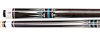 Collapsar CXT Pool Cue with Soft Case,Black with Cream Points and Turquoise,Wrapless Handle 58Inch Professional Pool Stick - color: Dark Gray handle, size: 19 ounce