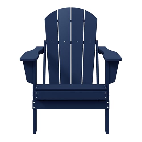 WestinTrends Malibu HDPE Outdoor Patio Folding Poly Adirondack Chair, Navy Blue - color: Navy Blue, size: 1 Chair