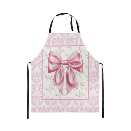 Manfei Blue Bowknot Kids Kitchen Apron - color: Baby Pink