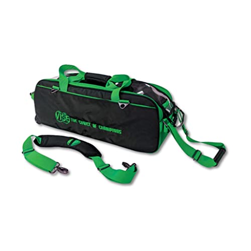 VISE Clear Top 3 Ball Roller Bowling Bag - color: Black/Green