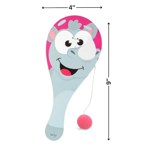 Fun Express 4" x 9" Big Eye Wacky Zoo Animal Paddleball Games - 12 Pieces - style: Big Eye Wacky Zoo Animals