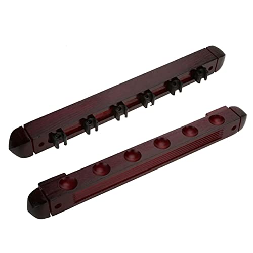Keenso Pool Cue Rack, Billiard Cue Rack, Wood Wall Mounted, 6 Cues Pool Cue Stick Holder with 4 Screw & Expansion Plug for Pool Bars, Billiard Rooms, Homes, Clubs, and Casinos