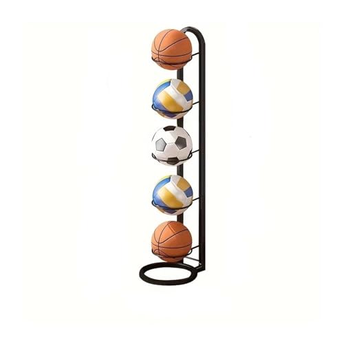 Black Sports Ball Organizer – Multi-Functional Rack for Storing Balls(Black Five Layers) - color: Black Five Layers