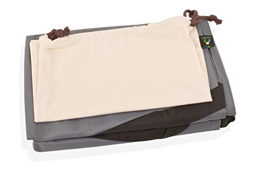 Cornhole Board Carrying Case - Gray Tournament Size with Black Padded Shoulder Straps - Complete with Cream Cotton Tote Sling Bag for Bean Bags