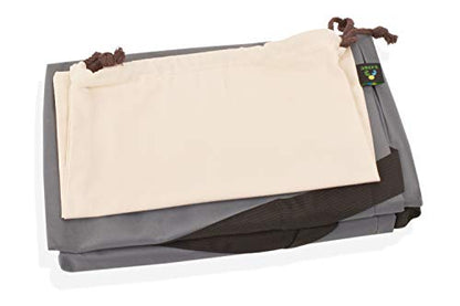 Cornhole Board Carrying Case - Gray Tournament Size with Black Padded Shoulder Straps - Complete with Cream Cotton Tote Sling Bag for Bean Bags