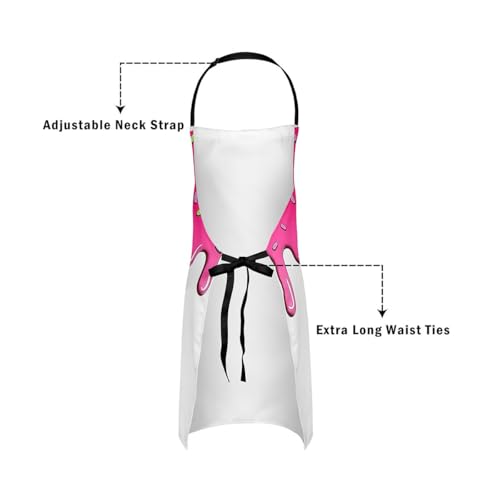 Castle Fairy Ice Cream Drip Baseball Kids Kitchen Apron - color: Rose Pink