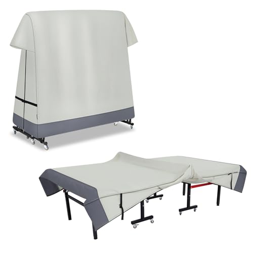 Ping Pong Table Cover Outdoor Waterproof, Dual Function Table Tennis Cover Fits Both Folding Tables and Flat Tables Indoor & Outside 68"L x 6"/30"W x 62"H - color: Beige