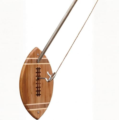 Ring and Hook Toss Game - 13-Inch Bamboo Rugby Ball Design, Rope & Hook Included, Indoor & Outdoor Use, Ideal for Men's Lounge Decoration/Party Entertainment/Family Gathering Toy