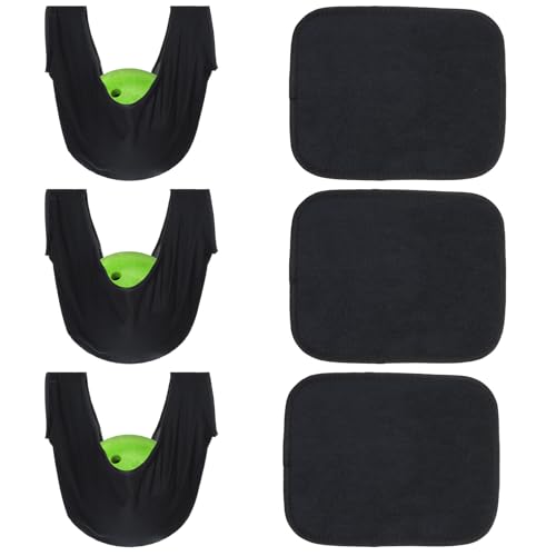 3+3 Pack 10"x8" Bowling Ball Towel, Bowling Seesaw Bag, Microfiber Bowling Ball Shammy Pad with Easy-Grip Dots, Bowling Polisher Bag for Storage Bowling Ball, Machine Washable Non-Slip