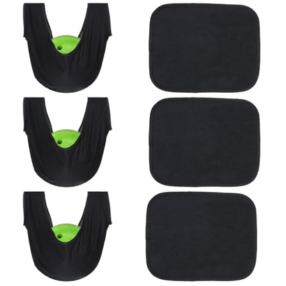 3+3 Pack 10"x8" Bowling Ball Towel, Bowling Seesaw Bag, Microfiber Bowling Ball Shammy Pad with Easy-Grip Dots, Bowling Polisher Bag for Storage Bowling Ball, Machine Washable Non-Slip