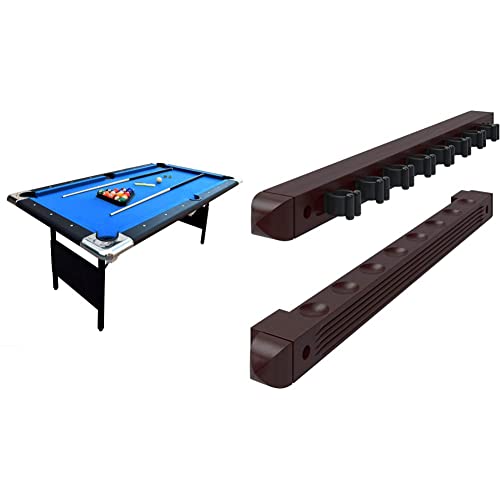 Hathaway Fairmont 6 Ft Portable Pool Table, Adults Folding Billiards Tables for Game Room with Easy Foldable Storage, Includes Full Set of Billiard Balls, Cues, Chalk & Brush
