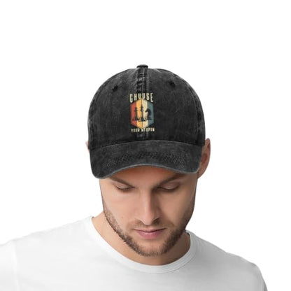 Choose Your Weapon Retro Chess Master Pieces Game Club Humor Baseball Caps,Fishing Hat Trucker Cap Adjustable Sun Peak Hats - color: Black 4