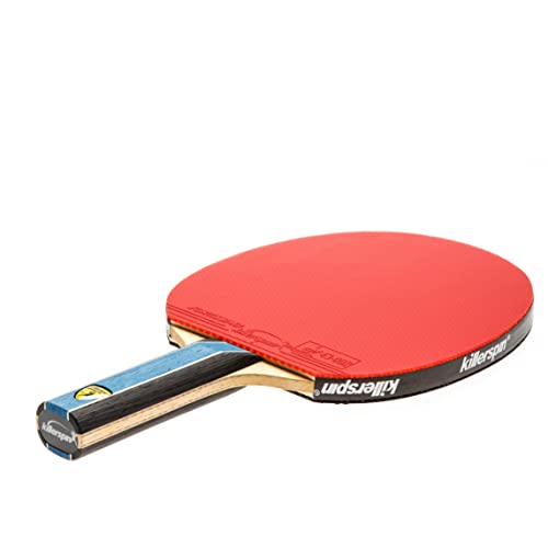 Killerspin KIDO 5A RTG Premium (Straight or Flared) Table Tennis Racket Professional, ITTF-Approved, Hard Paddle, Made of 5-Ply Wood, Dual-Colored in Red and Black - style: Straight