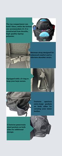 3Skull Disc Golf Bag SK2-30+ Disc Capacity - Ripstop - 5 Storage and 2 Water Bottle Pockets - Frisbee Disc Golf Backpack - Black