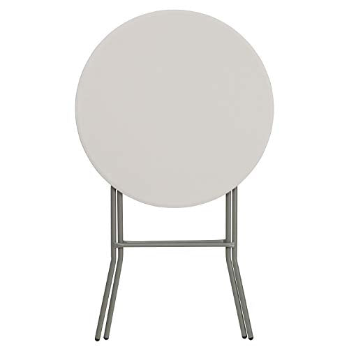Flash Furniture Kathryn 31.5" Round All-Occasion Folding Bar Height Table for Parties and Commercial Events, Plastic Bar Height Folding Table, White