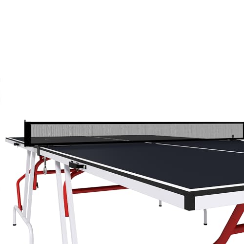 Full Size Ping Pong Table, Folds into Quarters, Portable Table TTable with Net, Paddles, Balls, Charcoal Gray