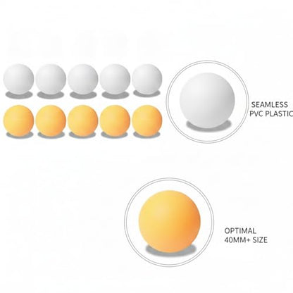 Table Tennis Balls 10 Pack, Multicolor 40mm+ PVC Plastic Ping Pong Balls for Training Drills and DIY Crafts (10-Pack)