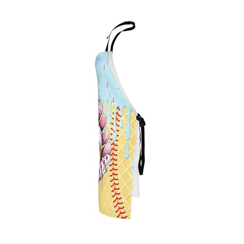 Castle Fairy Ice Cream Drip Baseball Kids Kitchen Apron - color: Pink Yellow
