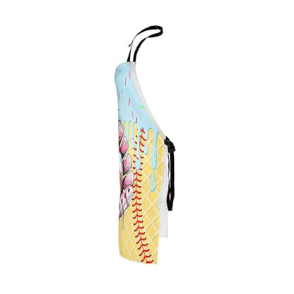 Castle Fairy Ice Cream Drip Baseball Kids Kitchen Apron - color: Pink Yellow