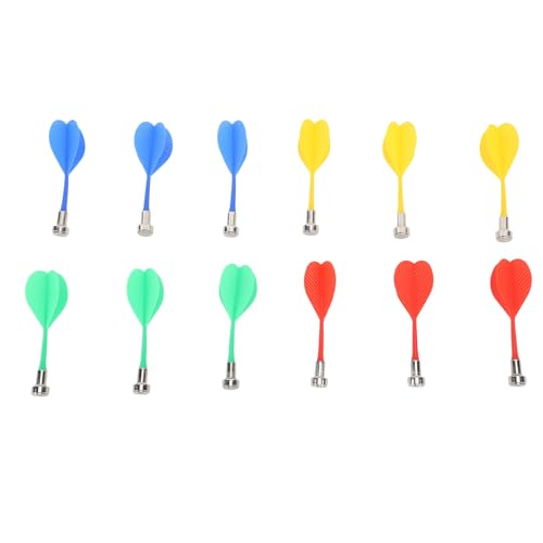 F&Yard 12Pcs Magnetic Darts Replacement Set for Magnet Dartboard, Plastic Magnetic Tip Darts in 4 Colors for Target Use