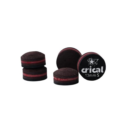 CRICAL Pool Cue Tips 5 Layer Pool Stick Tips (Hardness Soft/Medium/Hard) Billiard Cue Tips (Size 11mm 11.5mm 12mm 13mm) Billiards Accessories - 5 Pieces - color: S, size: 13mm