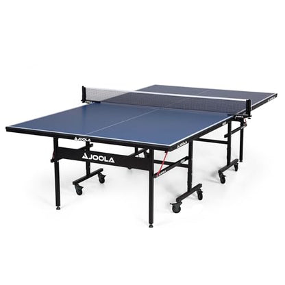JOOLA Inside Professional MDF Indoor Ping Pong Table with Quick Clamp Table Tennis Net and Post Set - 10 Minute Easy Assembly - Tournament Quality - Foldable with Single Player Playback Mode - color: 15mm Blue