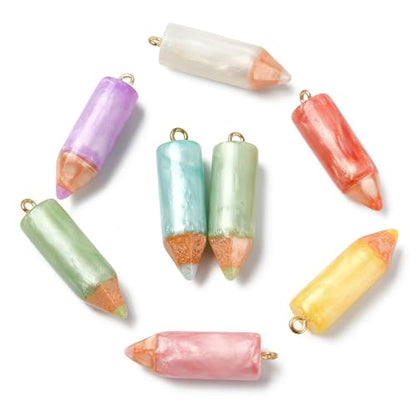 Stiesy Opaque Resin Crayon Charms 28Pcs, 7 Colors 3D Study Tool Pendant Charms Bulk Jewelry Findings for Necklace, Bracelets, Jewelry Making, Keychain Craft Supplies - color: Crayon-7 Colors-28pcs