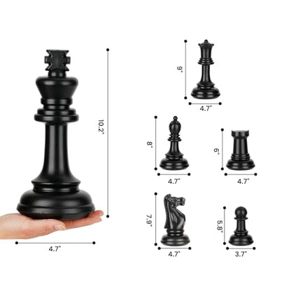 ELONGDI Giant Outdoor Chess Set Oversized Plastic Chess Pieces with Bases Lightweight 71" Chess Mat Floor Games for Kids and Adults - 9.8 Inches Tall King & Storage Bins with Lids