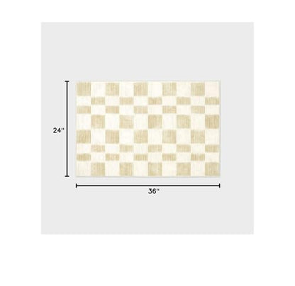 EVERGRACE Checkered Plaid Area Rug 2x3, Soft Fuzzy Faux Wool Rugs Washable Anti Slip Rugs Small Rug Carpet for Entryway Bedroom Living Room Hallway Kitchen Dining Room and Laundry Room, Beige - color: Beige, size: 2' x 3' (Rectangular)