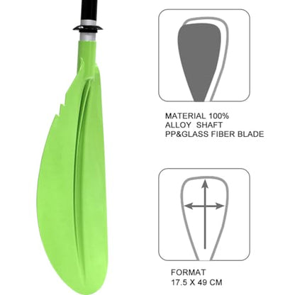 Karltion Kayak Paddle - Adjustable 2 Pieces Aluminum Alloy Shaft with Glass Fiber Blade for Surfing,Oar Fishing Easy Packable Travel - color: Green, size: 90.5"-1 paddle