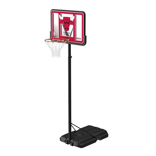 Lifetime NBA Chicago Bulls Portable Basketball Hoop, Adjustable Height 7.5-10 Ft, 44 Inch Shatterproof Fusion Backboard, Base with Wheels - color: Chicago Bulls