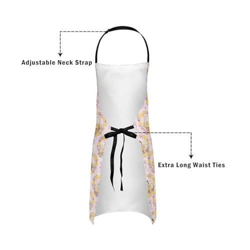 Castle Fairy Cute Rabbit Deer Kitchen Apron - color: Bow Pink Yellow