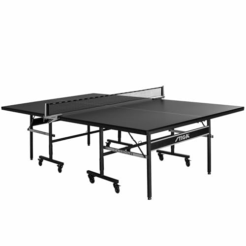 STIGA Carbon Series Indoor Table Tennis Table with 15mm - 18mm Performance Top, QuickPlay Assembly, Built-in Ball Storage, Foldable Playback Mode & Lockable Casters - style: Carbon 15