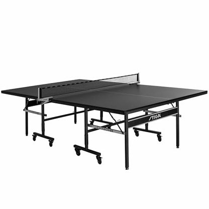 STIGA Carbon Series Indoor Table Tennis Table with 15mm - 18mm Performance Top, QuickPlay Assembly, Built-in Ball Storage, Foldable Playback Mode & Lockable Casters - style: Carbon 15
