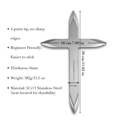 TEDOJO Stainless Steel Throwing Axe for Outdoor Recreational Games – X-Shaped Symmetrical Balanced Design, Beginner Friendly, Heat Treated Steel with EVA Foam Box Safe Pack