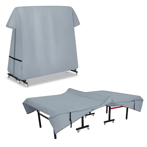 Ping Pong Table Cover Outdoor, Dual Function Table Tennis Cover | Premium Cover Fits Universal 9x5 FT Folding & Flat Tables Indoor & Outside - color: Grey