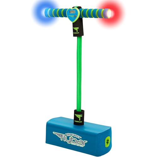 Flybar My First Foam Pogo Jumper for Kids Fun and Safe Pogo Stick for Toddlers, Durable Foam and Bungee Jumper for Ages 3 and up, Supports up to 250lbs (Blue LED) - color: Blue Led