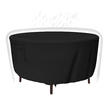 Tuyeho Heavy Duty Round Patio Table Cover (62D x 28H Inch), Waterproof & Weather Resistant, Anti UV - Black - color: Black, size: DIA 62*28 inch