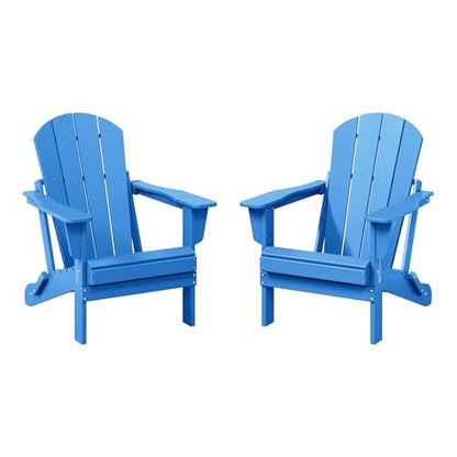 WestinTrends Malibu 2 Piece Set Outdoor Folding Poly Adirondack Chair, Pacific Blue - color: Pacific Blue, size: 2 Chair