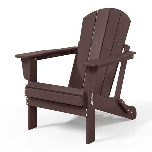 WestinTrends Malibu HDPE Outdoor Patio Folding Poly Adirondack Chair, Dark Brown - color: Dark Brown, size: 1 Chair